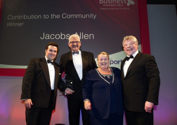 Thady Senior (Marketing Manager, Jacobs Allen), Tim Meadows-Smith (Chairman, The Portcullis Group), Sheila Burke (Director, Jacobs Allen) & Simon Weston (Veteran of the British Army, Falklands War)