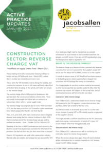 Construction Sector: Reverse charge VAT